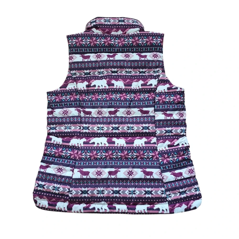 NWT, Lands End Women's 600 Down Puffer Vest Purple Moose Bear, Size Small - Picture 6 of 6